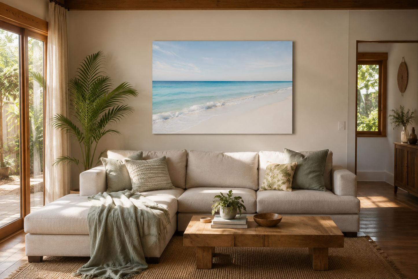 Coastal Serenity Beach Canvas Print — Matte Stretched Wall Art