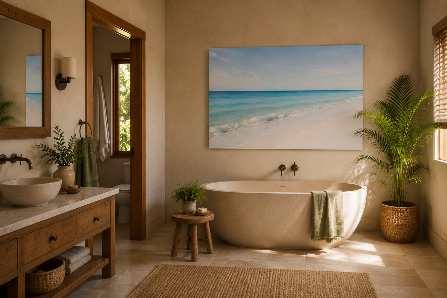 Coastal Serenity Beach Canvas Print — Matte Stretched Wall Art