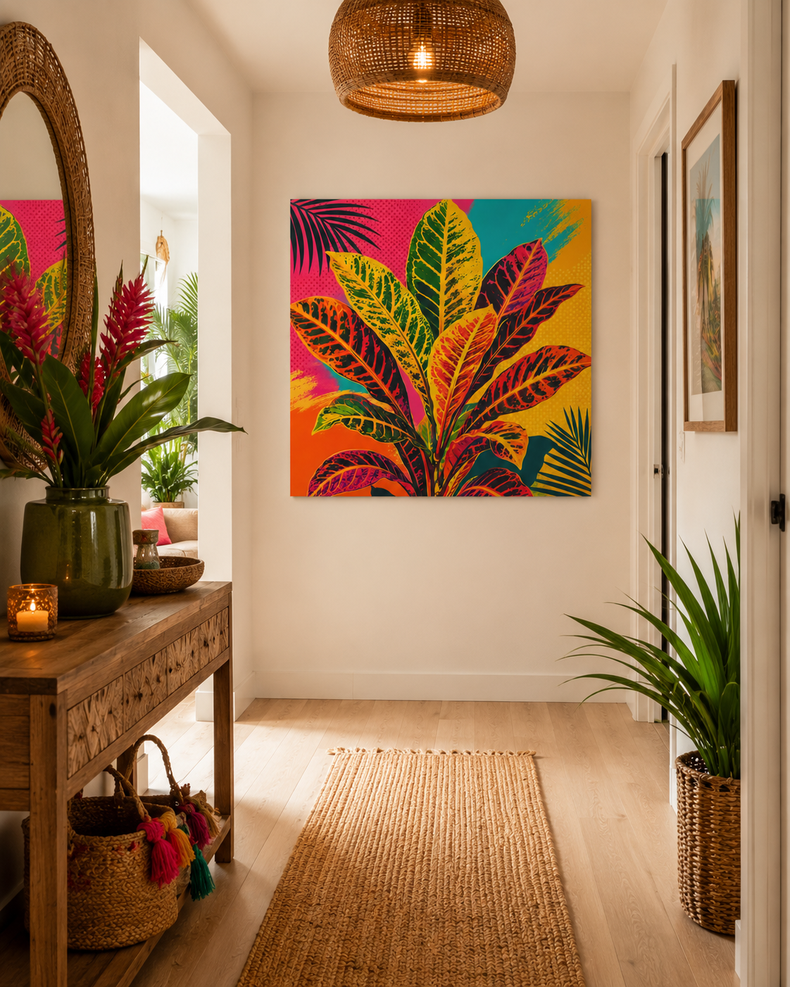 Tropical Croton Plant Matte Canvas Wall Art — Vibrant Pop Art Stretched Print