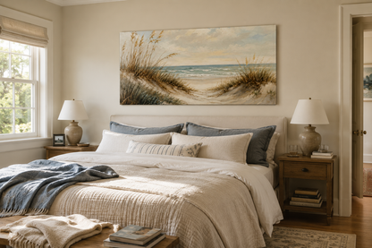 Coastal Dunes Beach Canvas Print — Seaside Landscape Wall Art (Wide Angle)