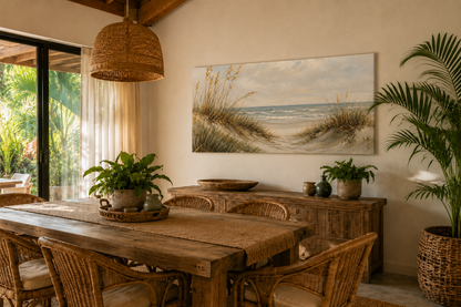 Coastal Dunes Beach Canvas Print — Seaside Landscape Wall Art (Wide Angle)