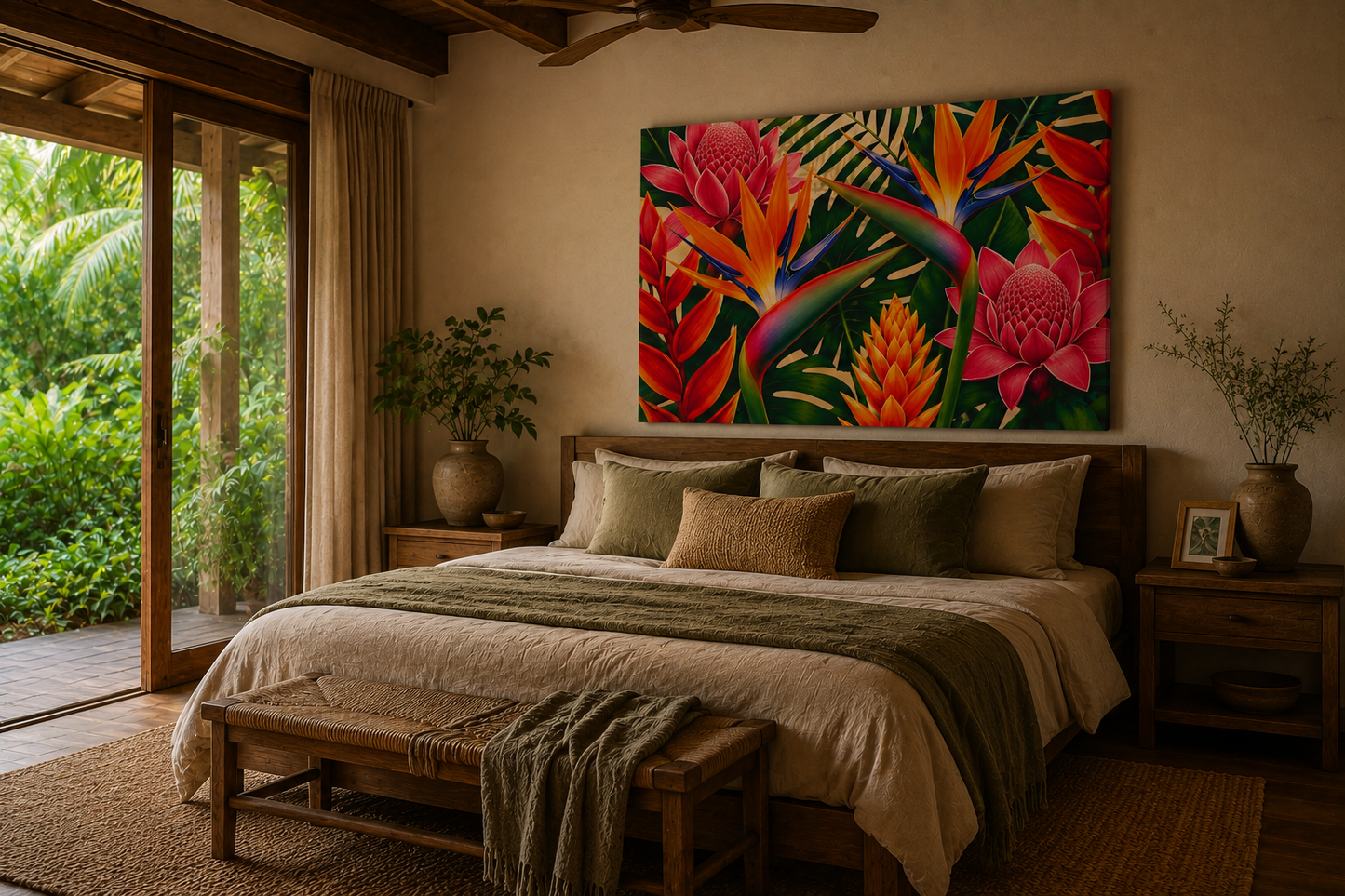 Tropical Floral Canvas Print — Vibrant Bird of Paradise Wall Art