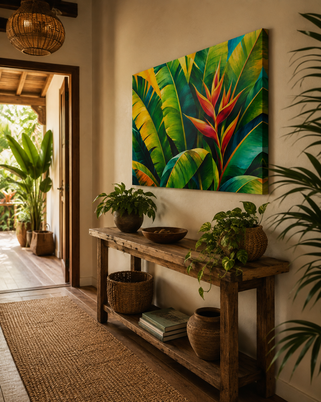 Vibrant Heliconia canvas wall art