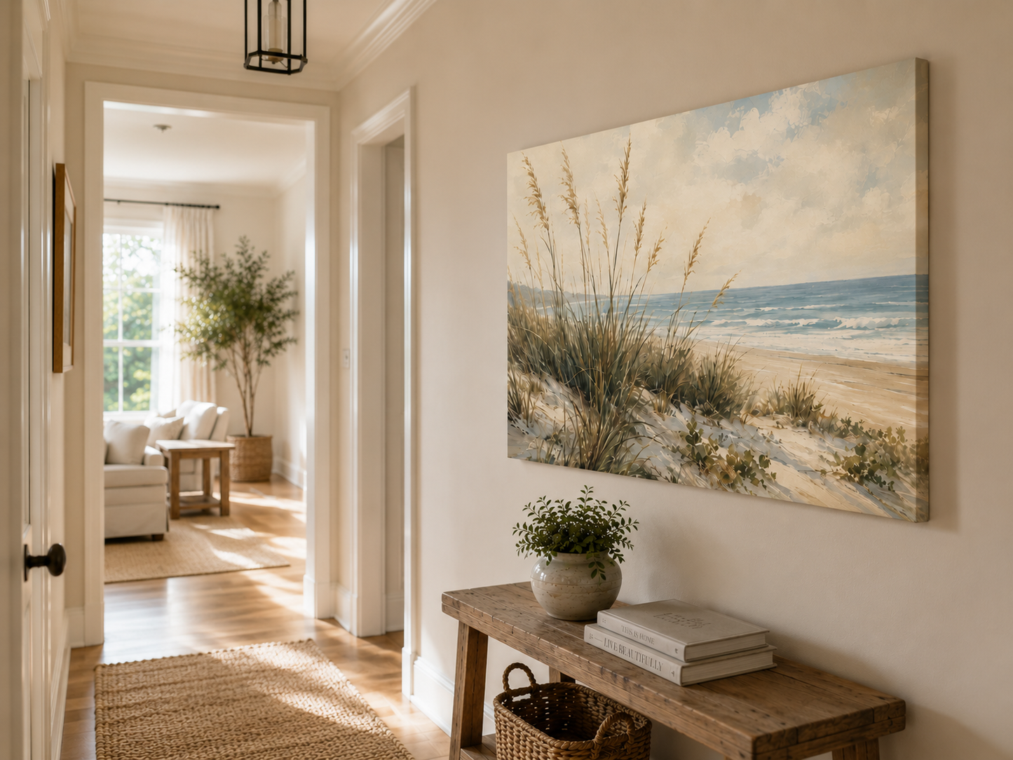 Coastal Dune Seascape Canvas Print — Beach Grass Ocean Wall Art, Matte Stretched 1.25"
