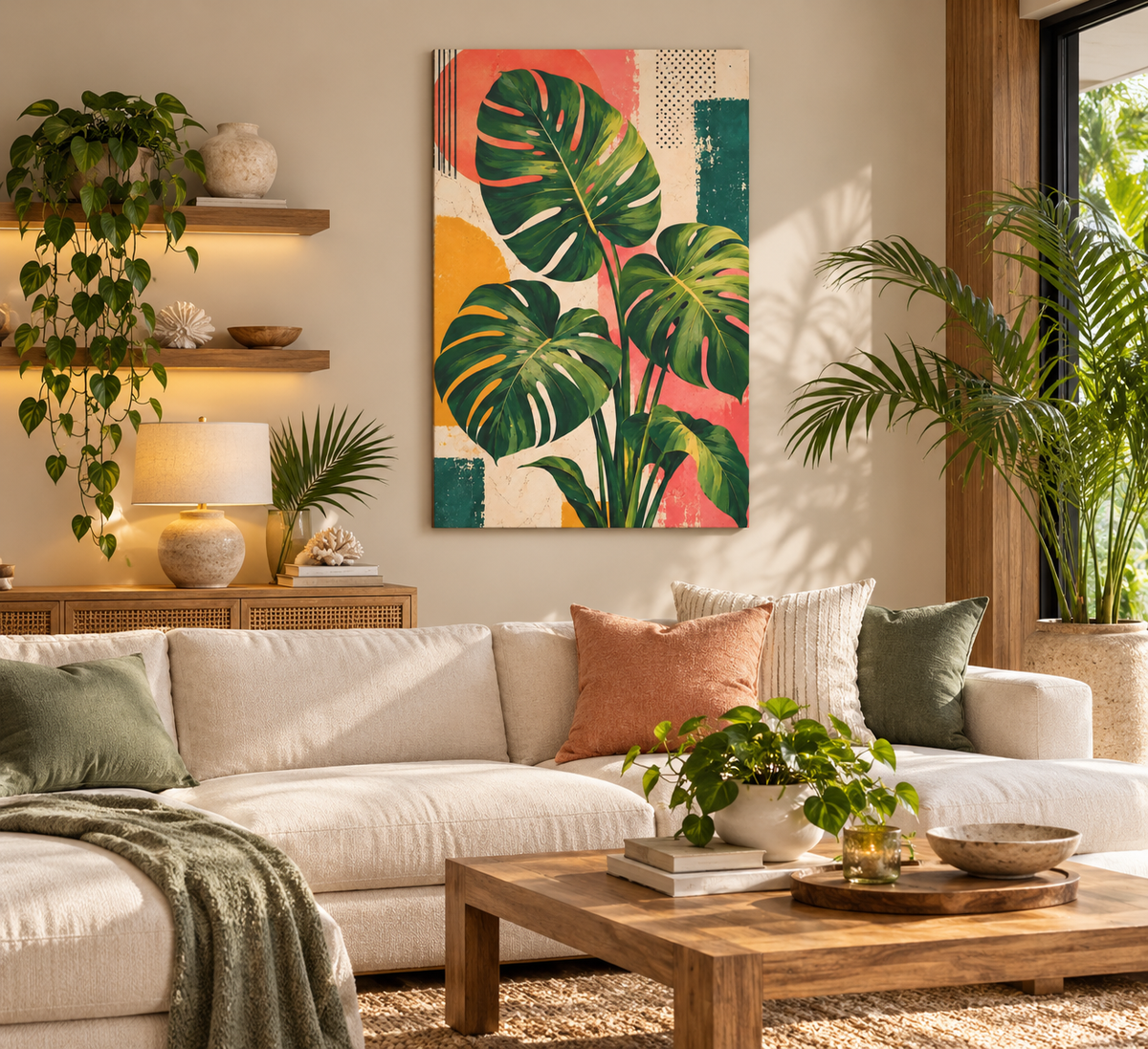 Vibrant Tropical Monstera -  Canvas Wall Art