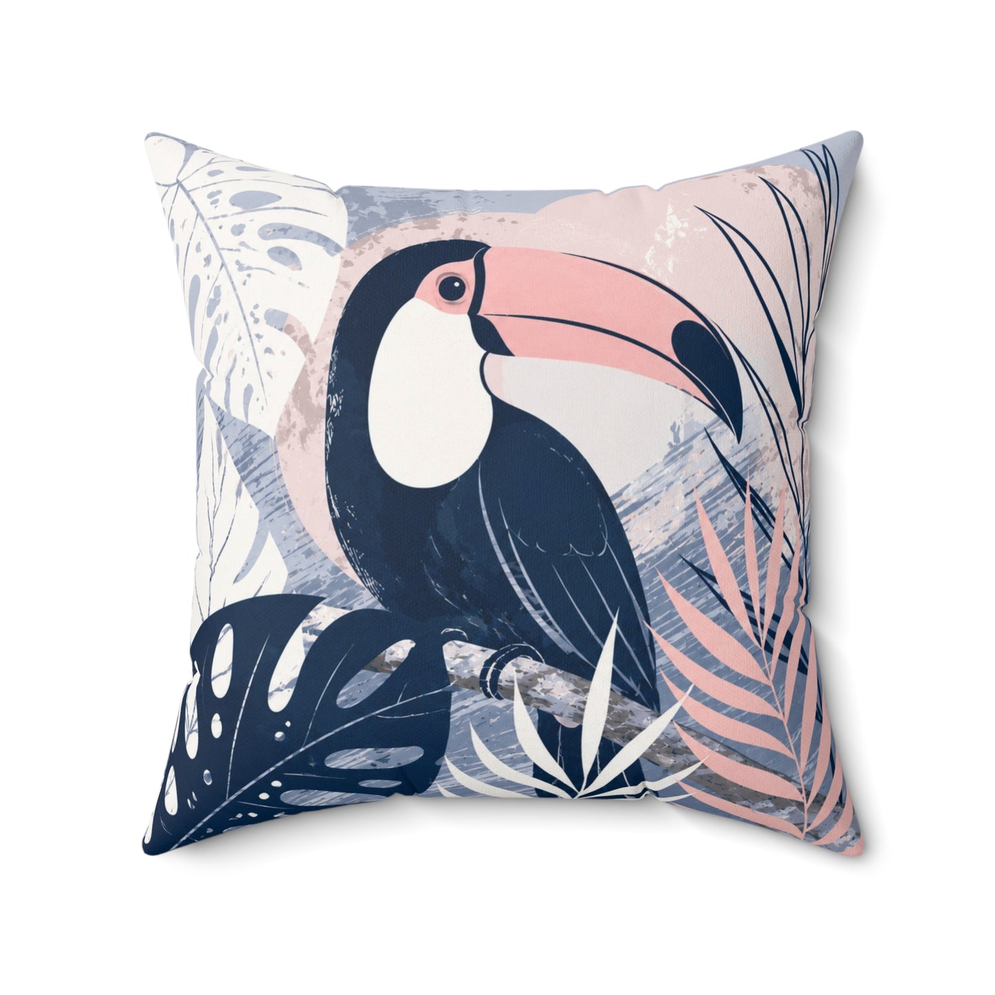 Toucan Tropical Throw Pillow - Faux Suede Square Decorative Pillow