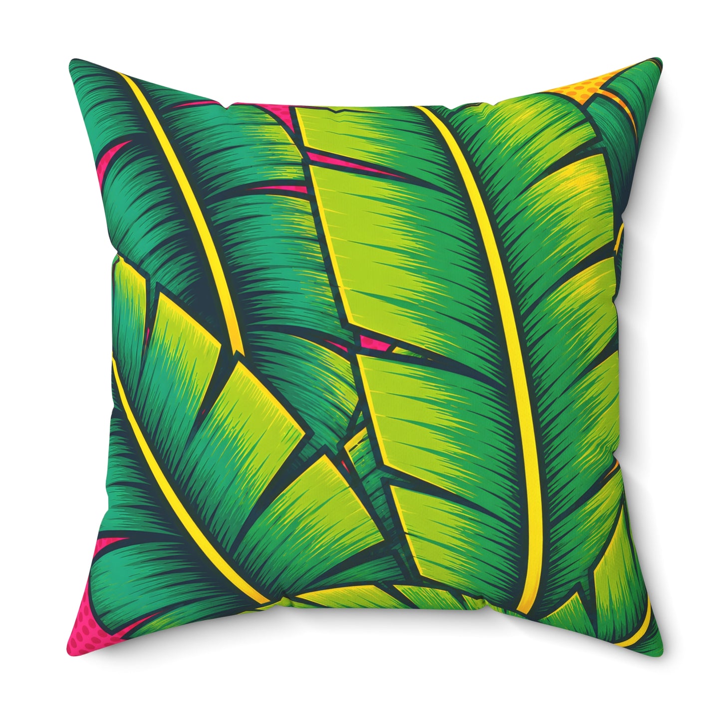Tropical Banana Leaf Throw Pillow — Bright Green Botanical Accent Cushion