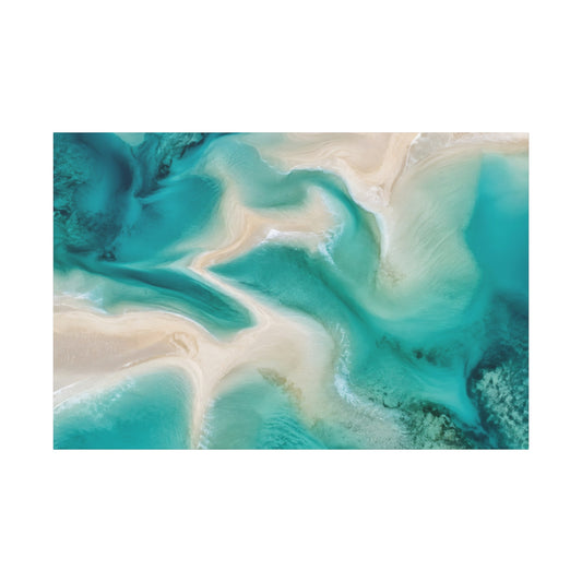 Teal Ocean Abstract Canvas Print — Stretched Matte Wall Art 1.25"