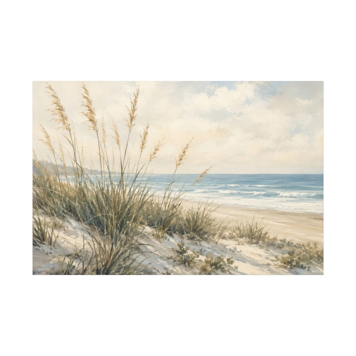 Coastal Dune Seascape Canvas Print — Beach Grass Ocean Wall Art, Matte Stretched 1.25"