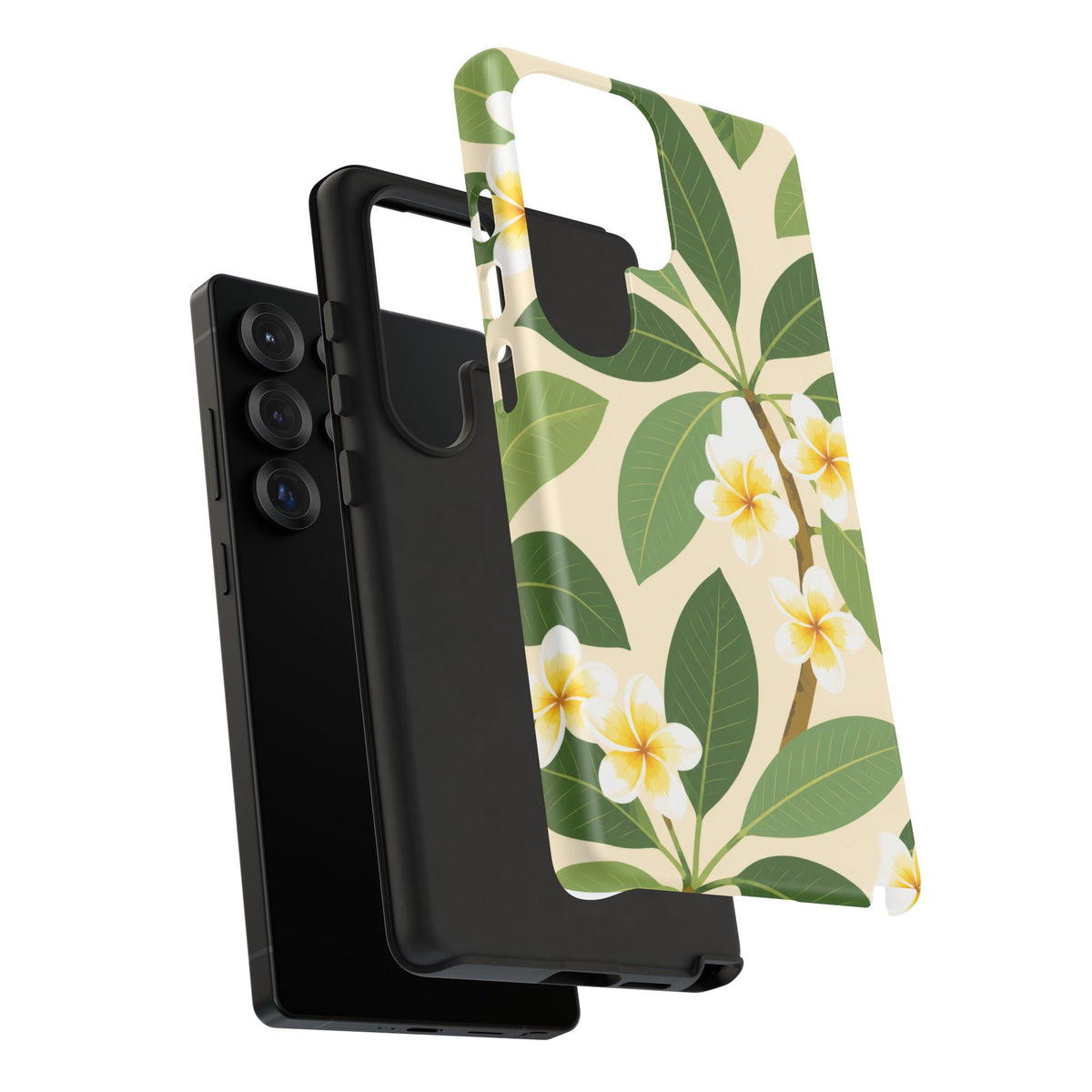 Plumeria Floral Tough Phone Case - Tropical Yellow White Flower Protective Cover