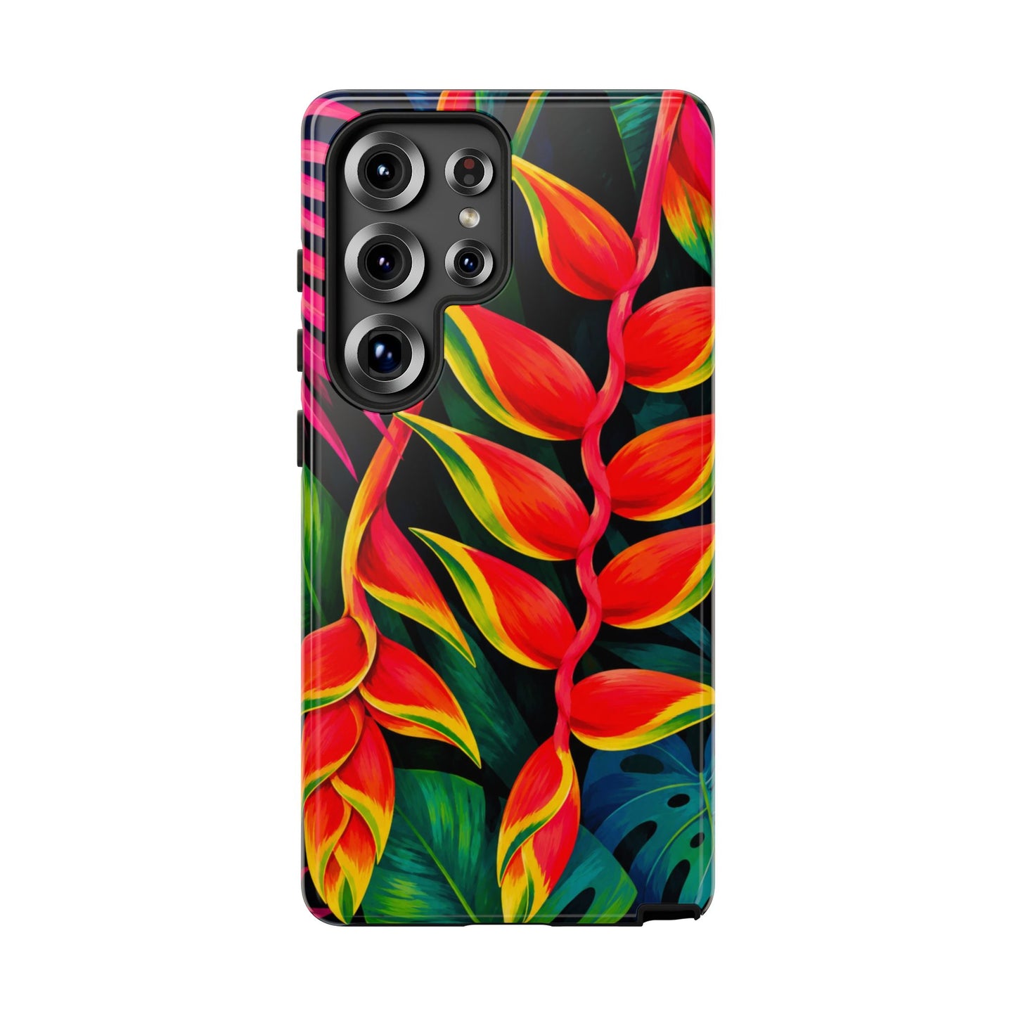 Tropical Heliconia Phone Case — Vibrant Red & Green Floral Protective Cover