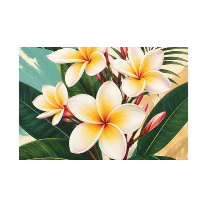 Frangipani Plumeria Tropical Floral Canvas Wall Art — Stretched 1.25" Matte