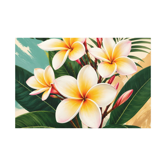 Frangipani Plumeria Tropical Floral Canvas Wall Art — Stretched 1.25" Matte