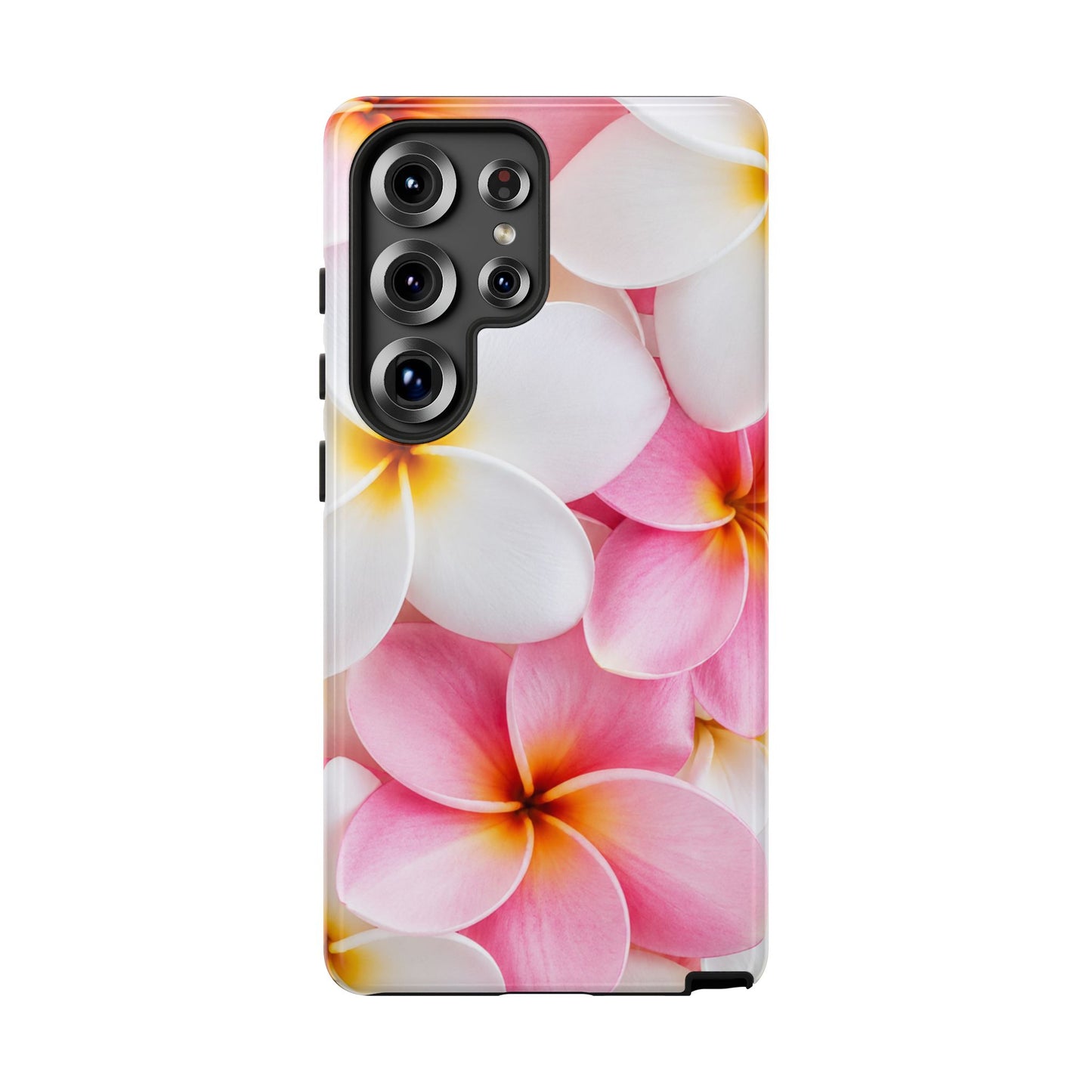 Plumeria Floral Tough Phone Case – Pink White Frangipani Protective Cover