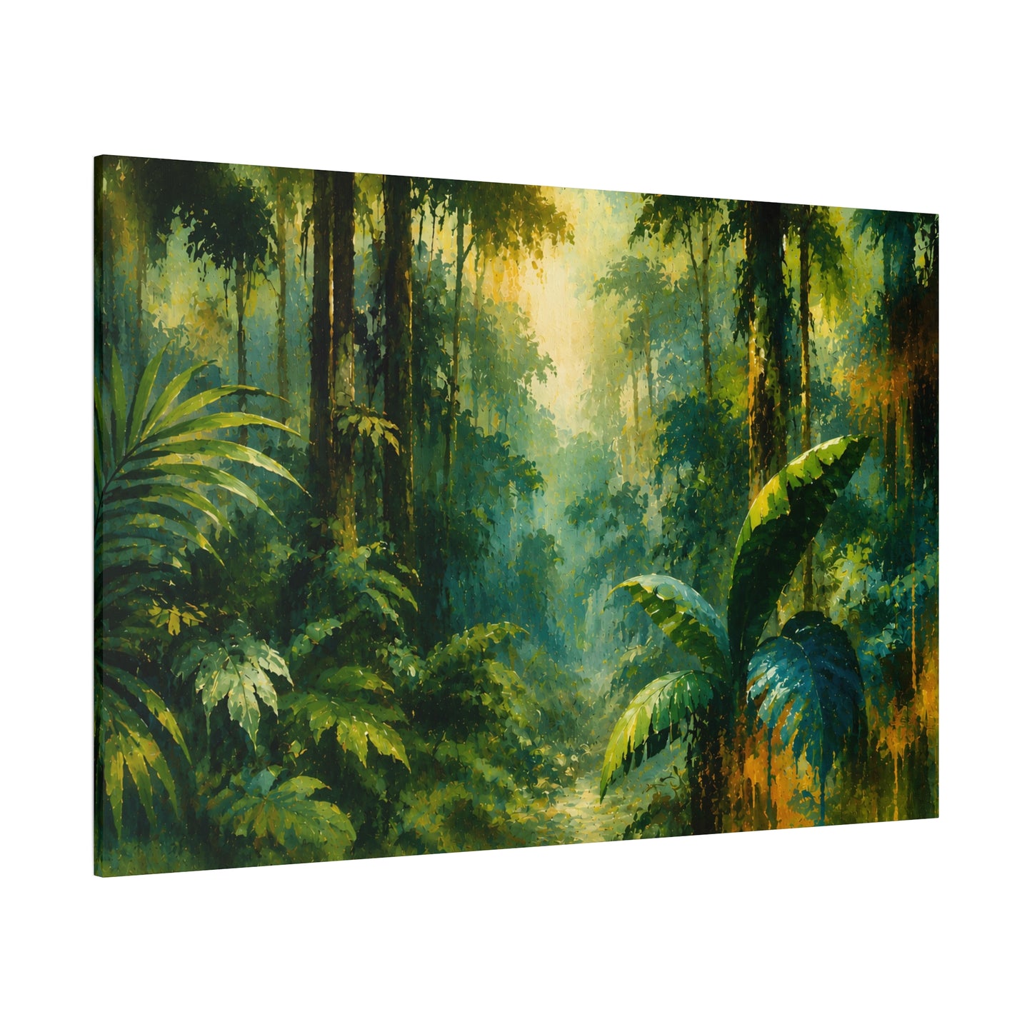 Tropical Forest Matte Canvas Wall Art – Lush Green Jungle Landscape