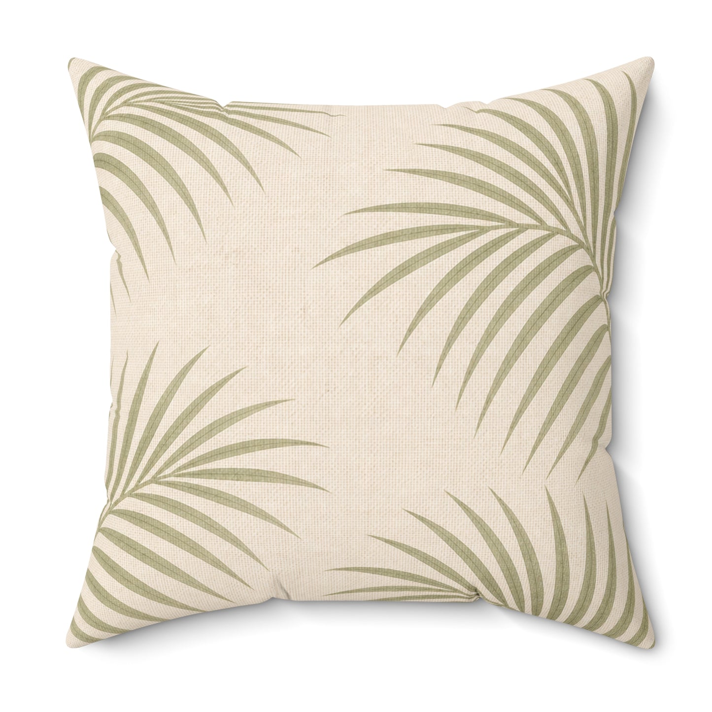 Botanical Palm Leaf Decorative Throw Pillow — Neutral Tropical Square Pillow