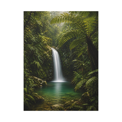 Tropical Waterfall Canvas Print — Lush Green Rainforest Wall Art