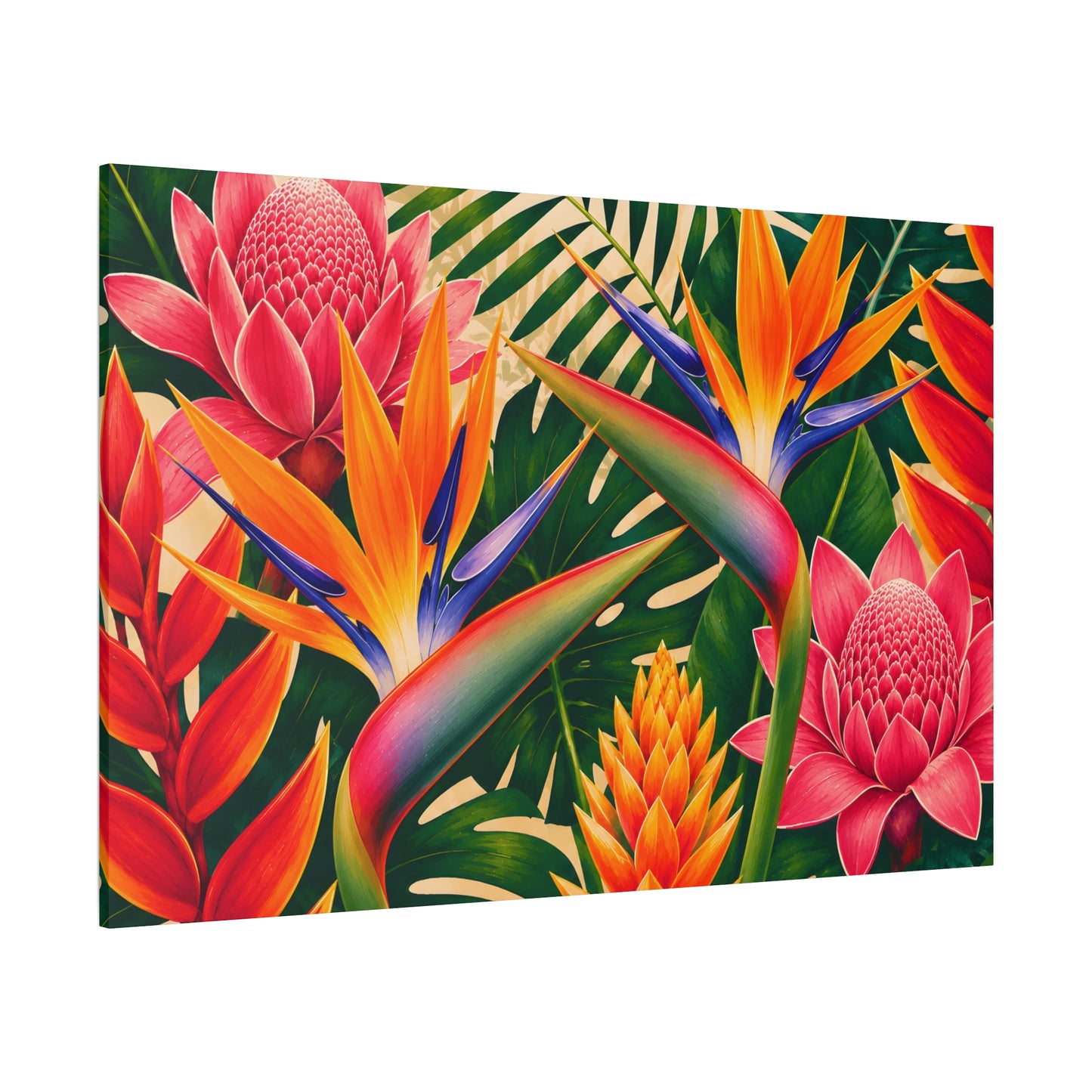 Tropical Floral Canvas Print — Vibrant Bird of Paradise Wall Art