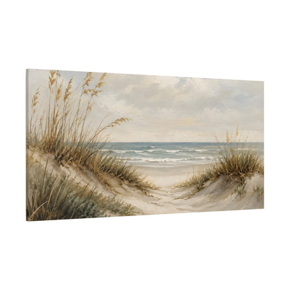 Coastal Dunes Beach Canvas Print — Seaside Landscape Wall Art (Wide Angle)