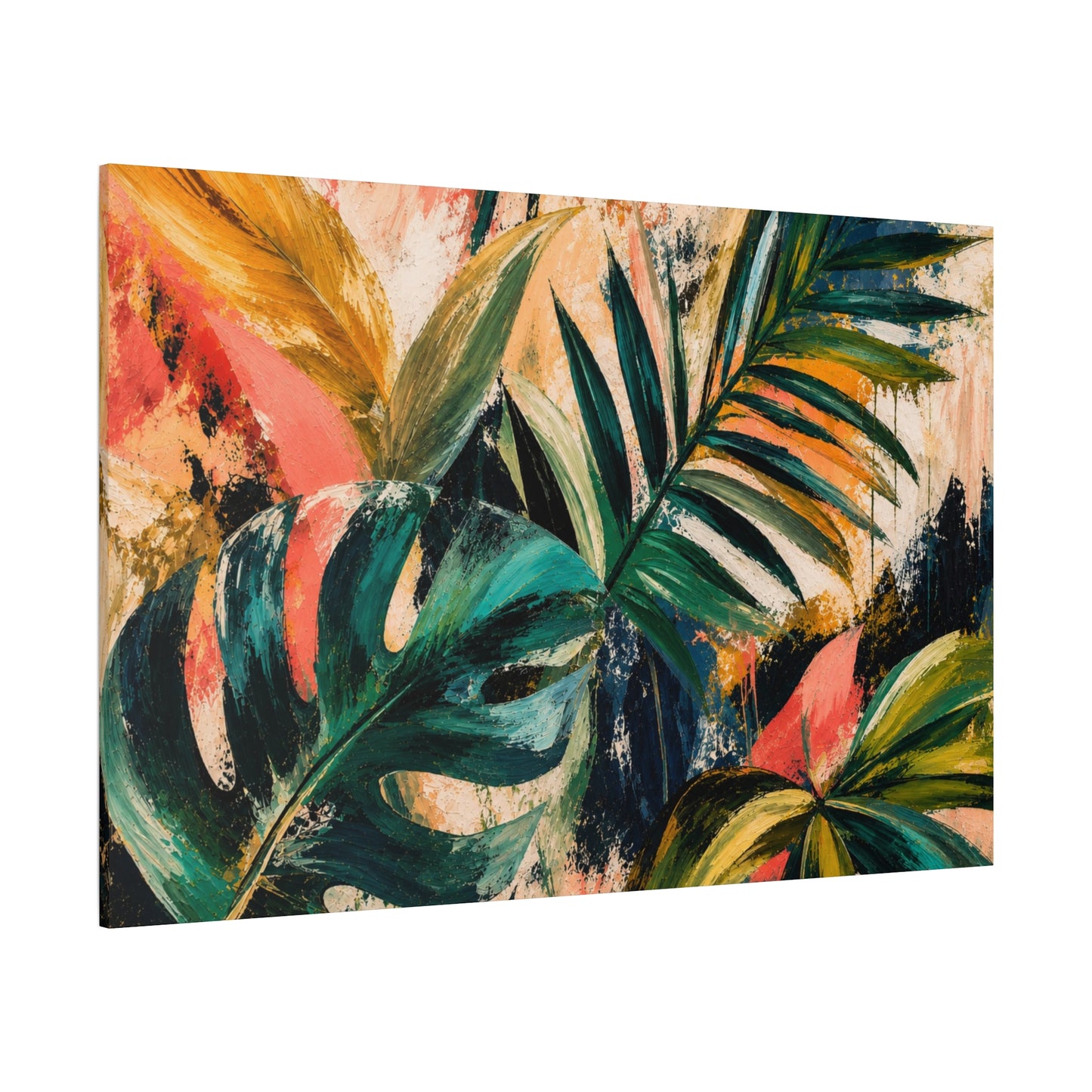 Tropical Leaf Matte Canvas Print — Vibrant Botanical Wall Art, Stretched 1.25"