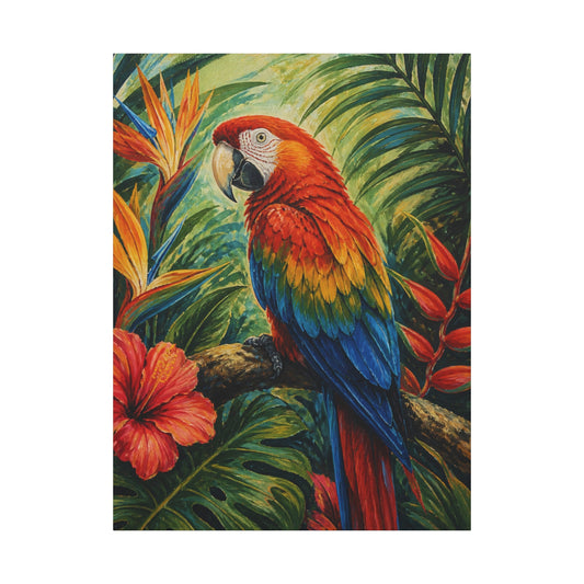 Tropical Macaw Canvas Art — Vibrant Parrot Wall Decor, Matte Stretched Canvas