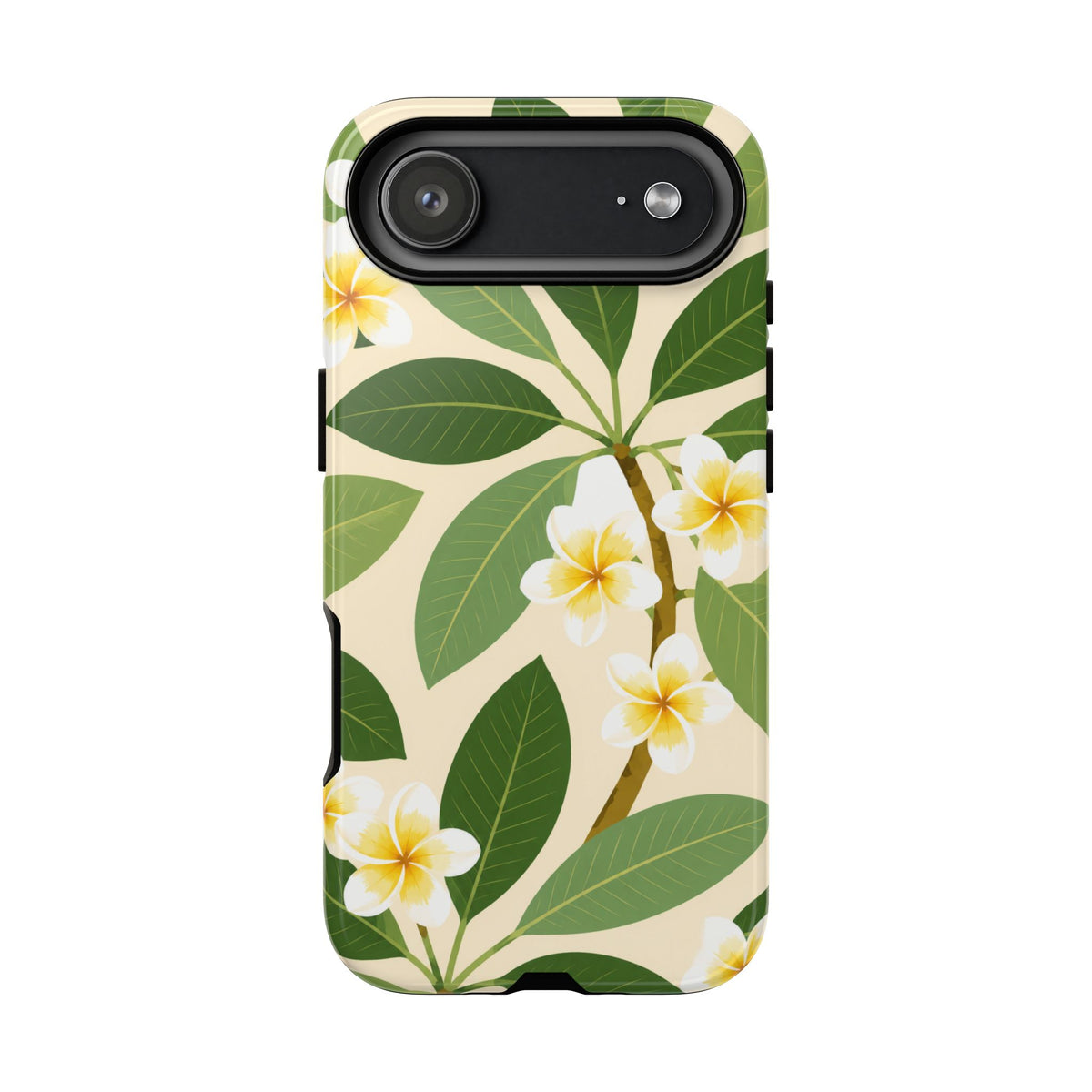 Plumeria Floral Tough Phone Case - Tropical Yellow White Flower Protective Cover