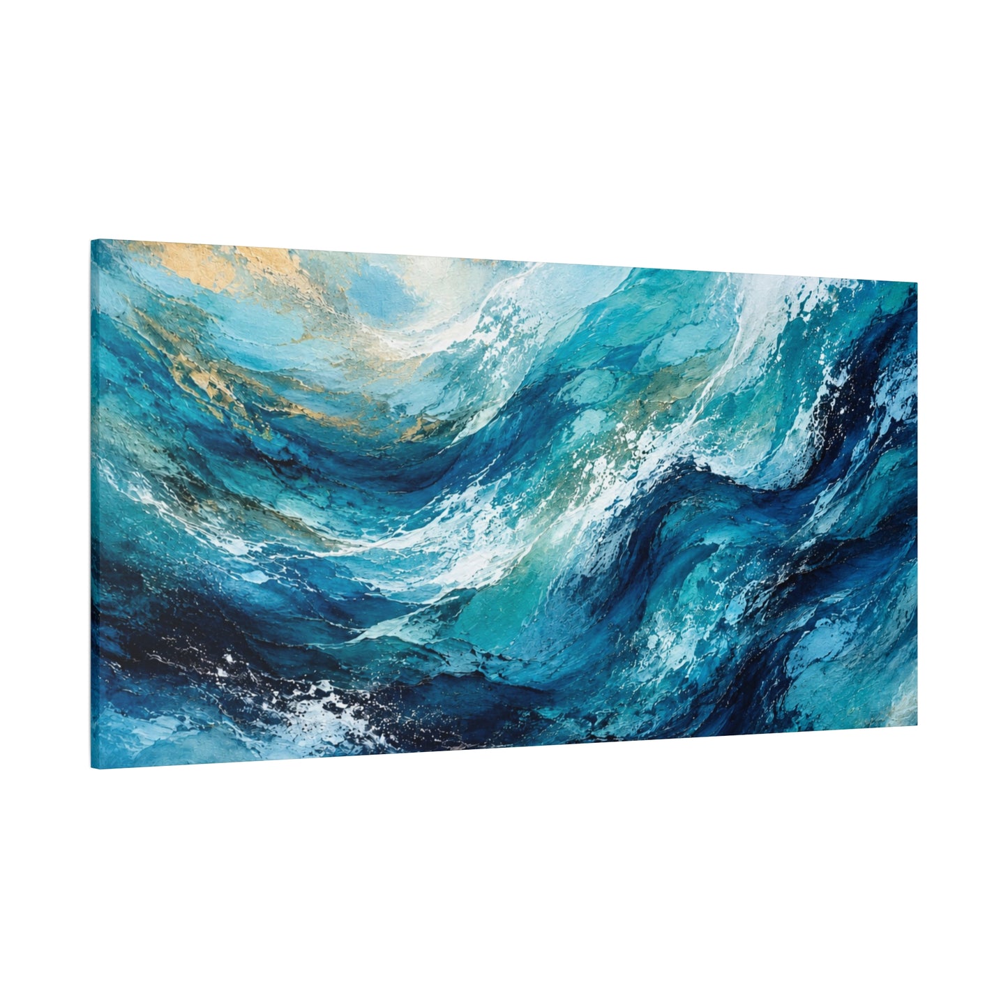 Ocean Wave Abstract Matte Canvas Print — Turquoise Coastal Wall Art, Stretched 1.25"
