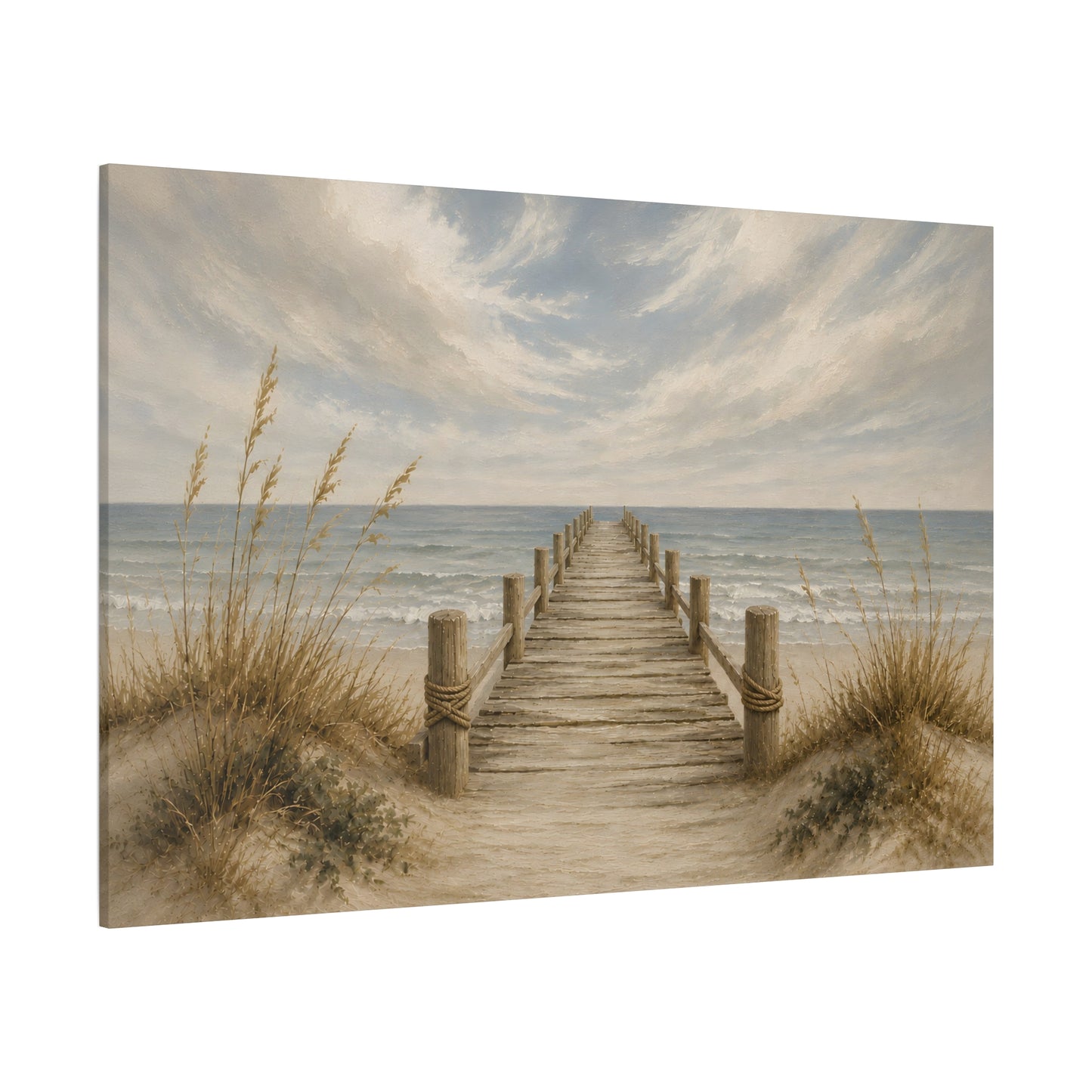 Coastal Pier Seascape - Large Matte Canvas Print