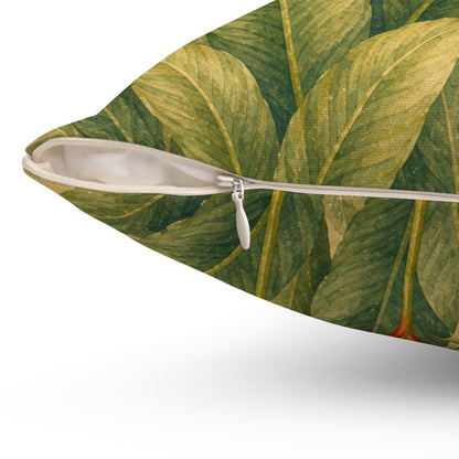 Tropical Heliconia Pillow — Botanical Square Throw Pillow