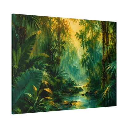 Jungle Sunrise Canvas Print — Lush Tropical Forest Wall Art