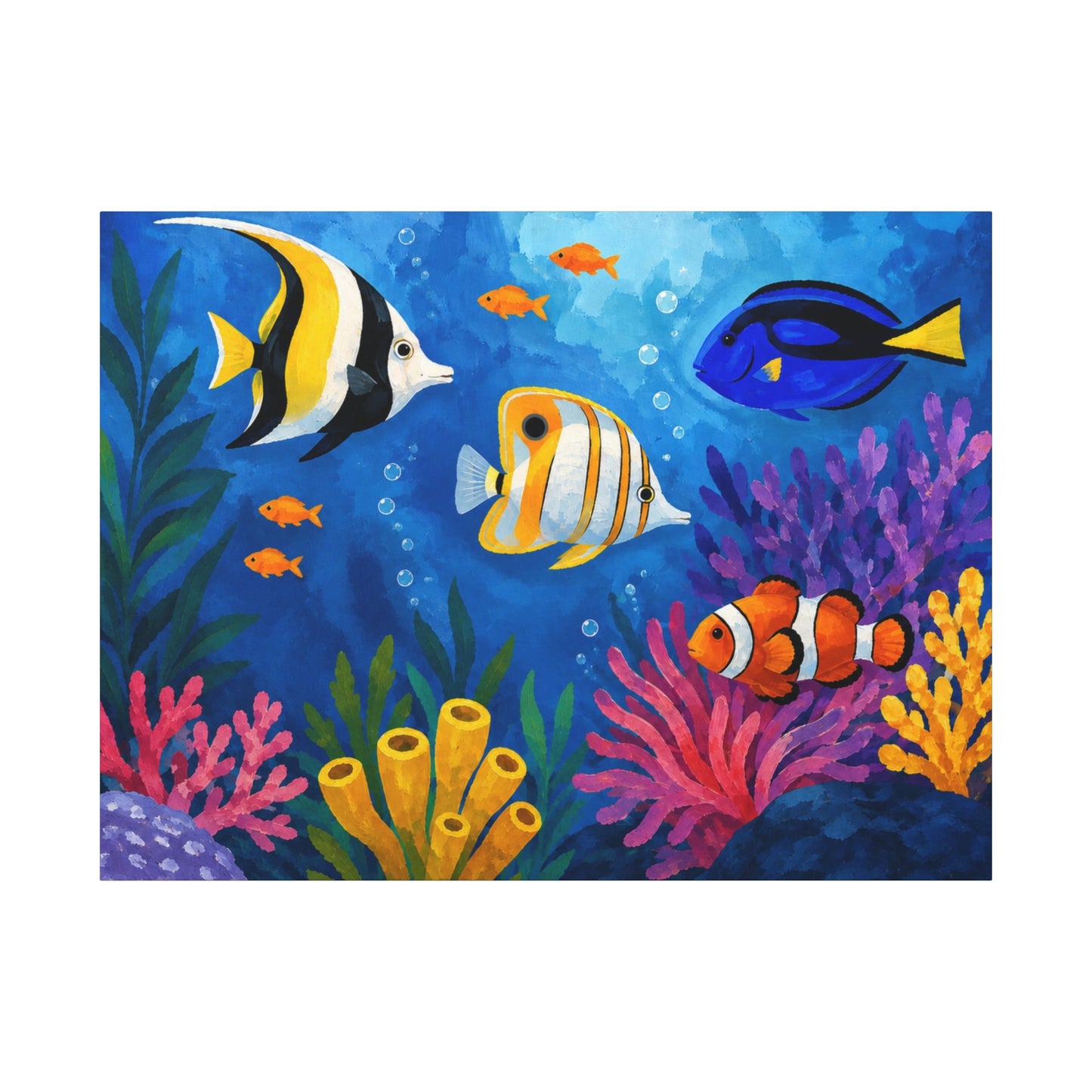 Colorful Tropical Fish Canvas Wall Art — Matte Stretched Ocean Reef Print
