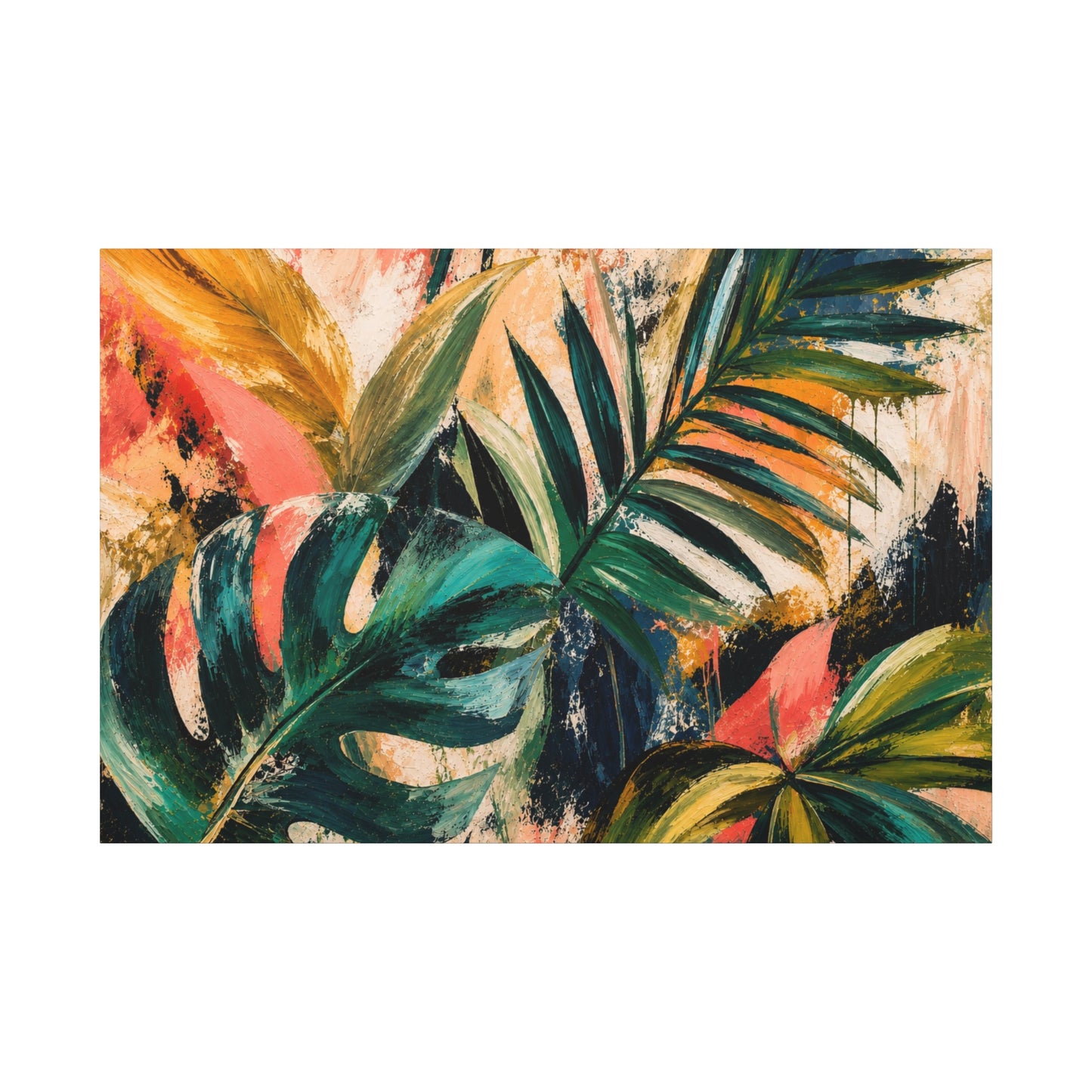 Tropical Leaf Matte Canvas Print — Vibrant Botanical Wall Art, Stretched 1.25"