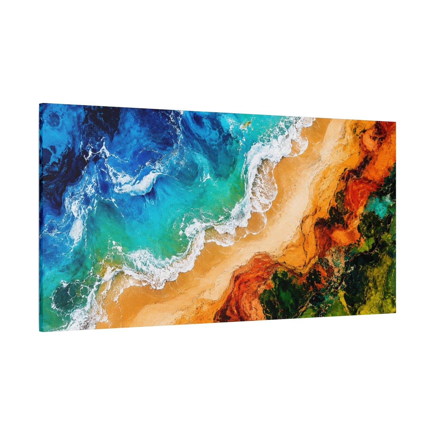 Coastal Shoreline Panoramic Canvas Print — Abstract Ocean Beach Wall Art