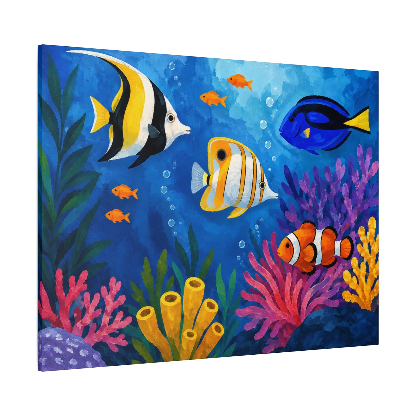 Colorful Tropical Fish Canvas Wall Art — Matte Stretched Ocean Reef Print