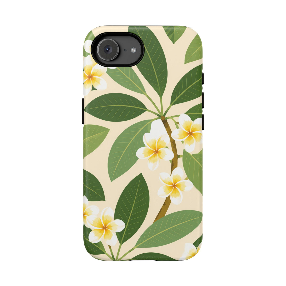 Plumeria Floral Tough Phone Case - Tropical Yellow White Flower Protective Cover
