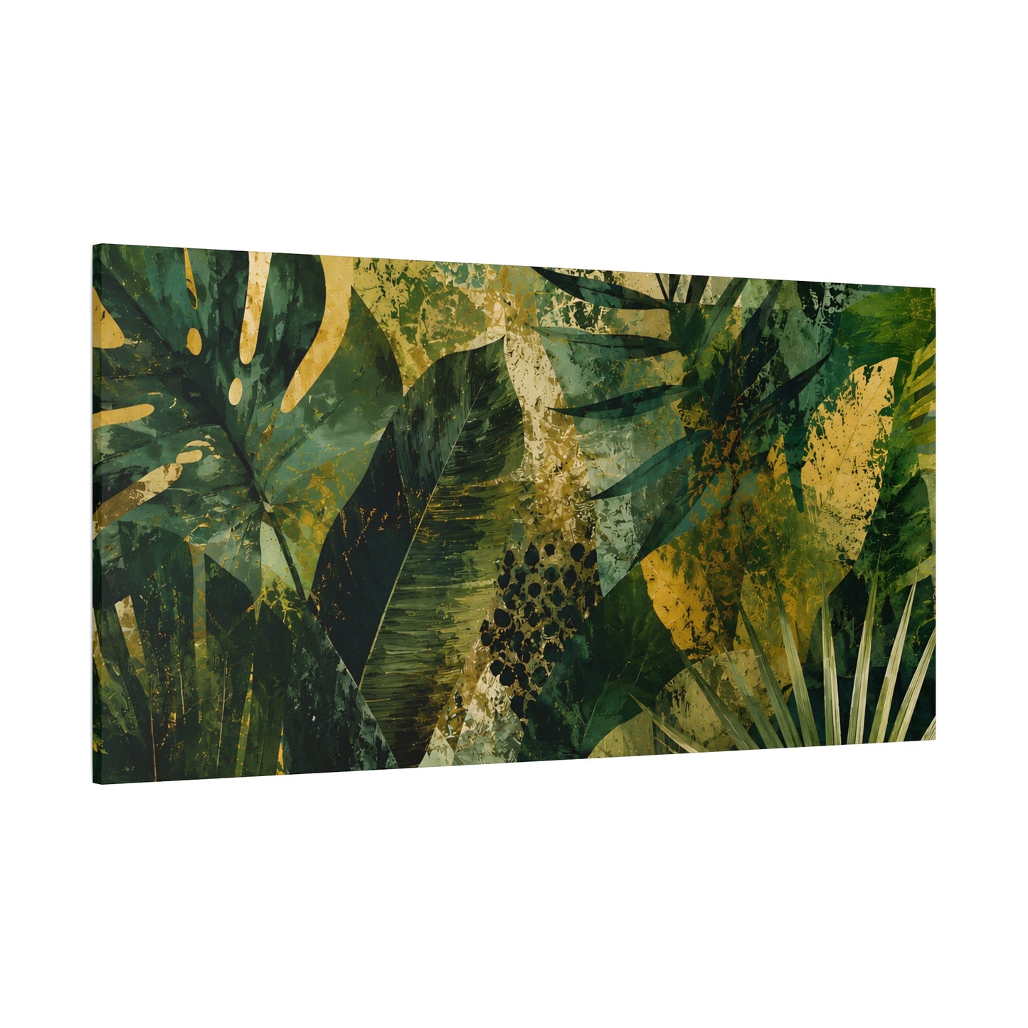 Canvas print with a tropical leaf design on a white background