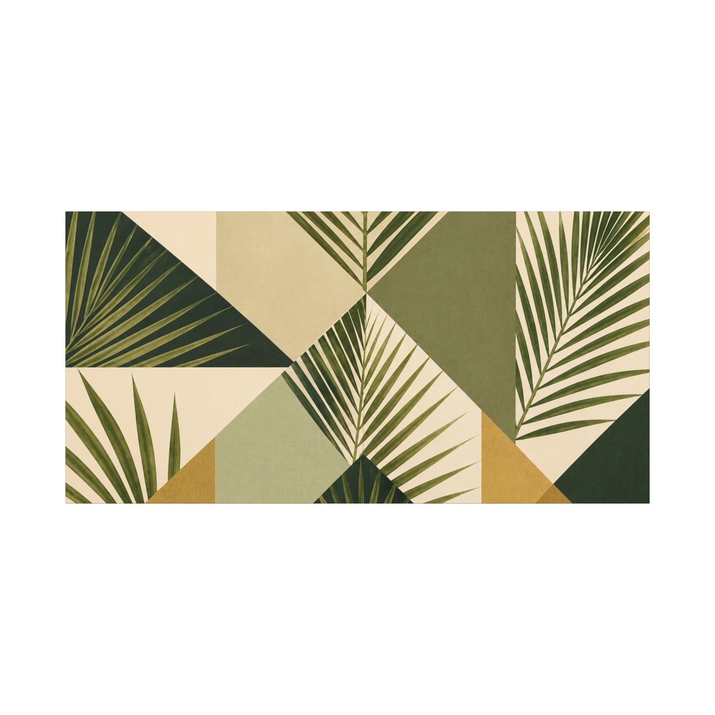 Botanical Geometric Canvas Print — Palm Leaf Wall Art, Stretched Matte Canvas