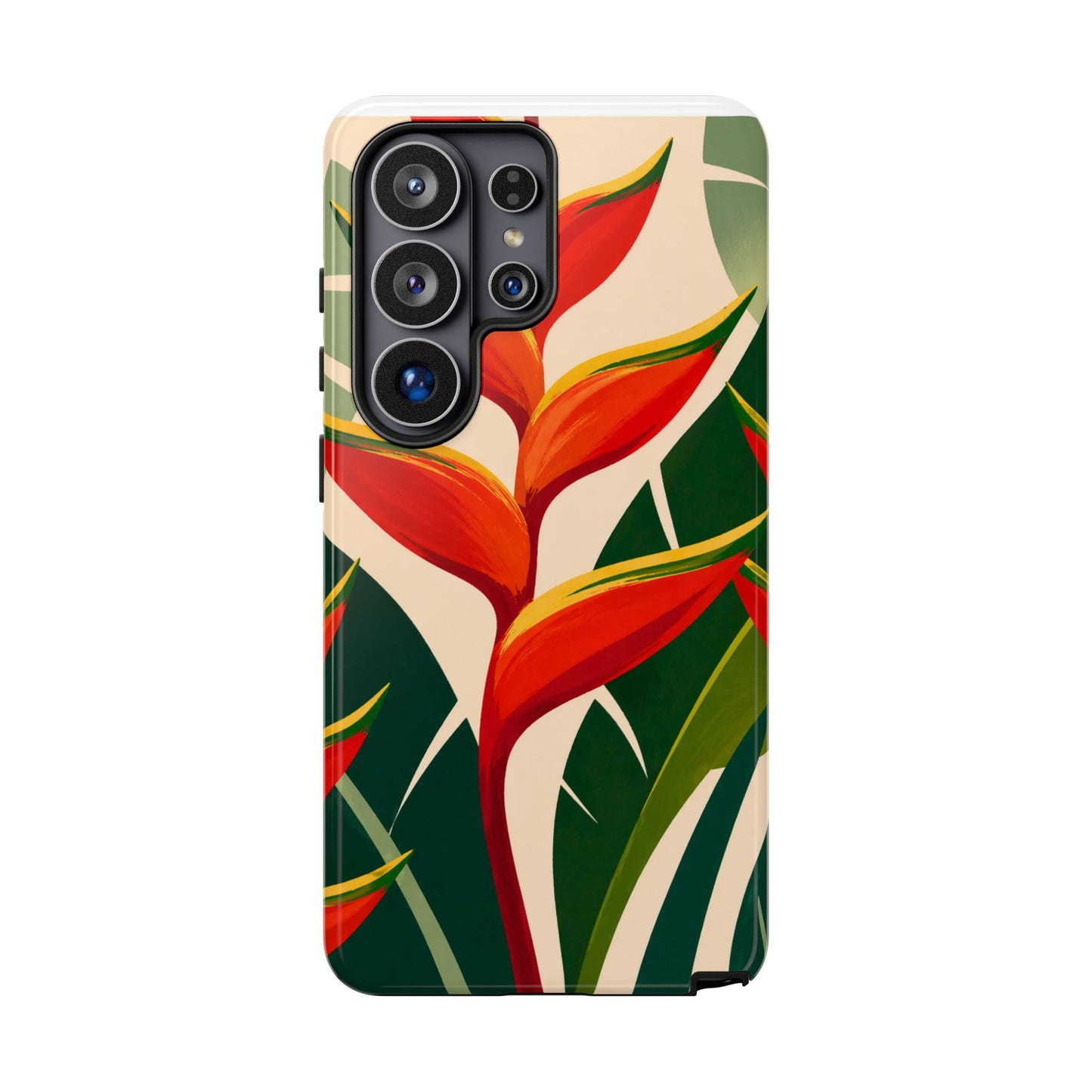 Tropical Heliconia Phone Case — Bold Red Floral Protective Cover