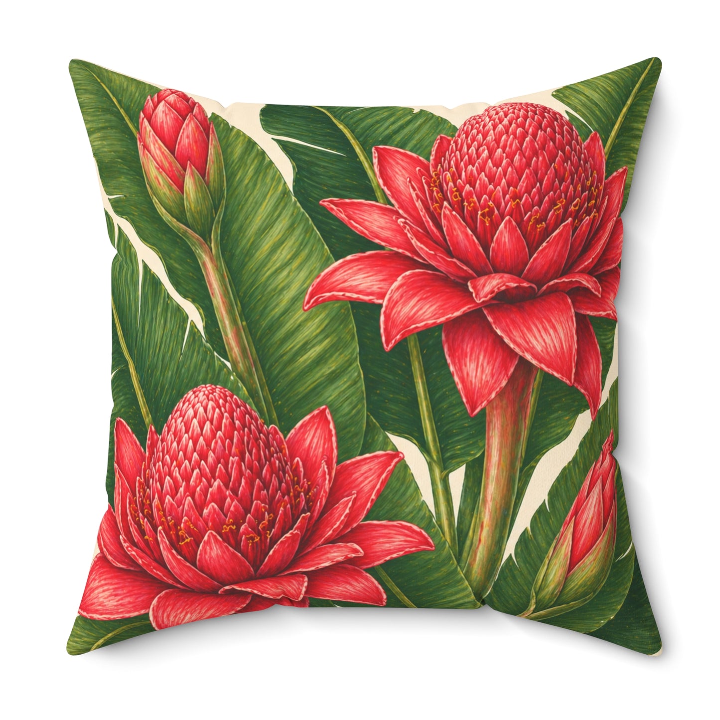 Tropical Red Torch Ginger Pillow