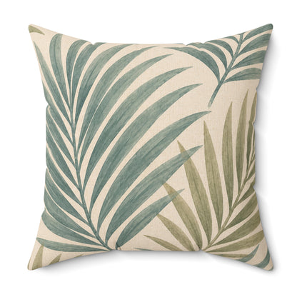 Tropical Palm Throw Pillow — Green Palm Leaf Decorative Pillow