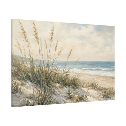 Coastal Dune Seascape Canvas Print — Beach Grass Ocean Wall Art, Matte Stretched 1.25"