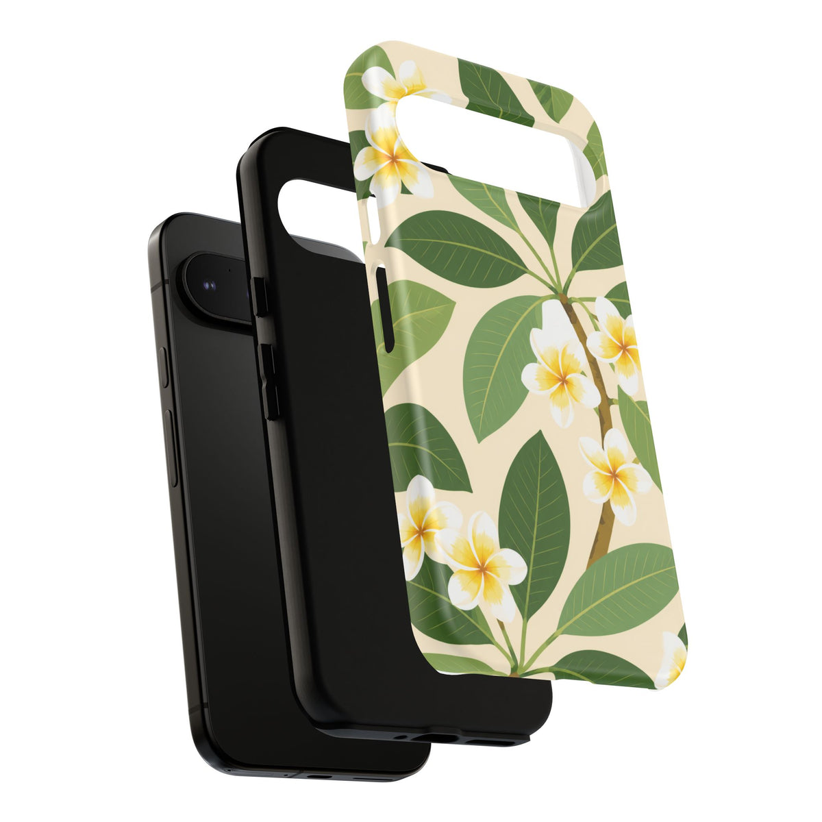 Plumeria Floral Tough Phone Case - Tropical Yellow White Flower Protective Cover