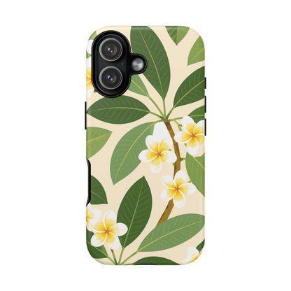 Plumeria Floral Tough Phone Case - Tropical Yellow White Flower Protective Cover