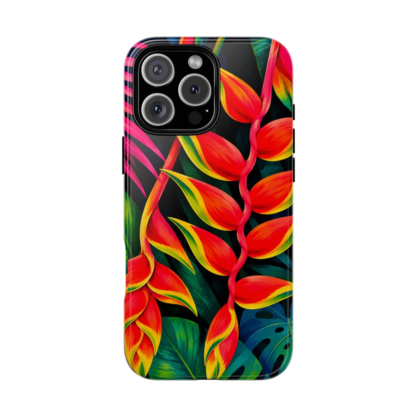 Tropical Heliconia Phone Case — Vibrant Red & Green Floral Protective Cover