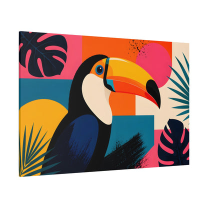 Tropical Toucan Canvas Wall Art — Colorful Matte Stretched Canvas