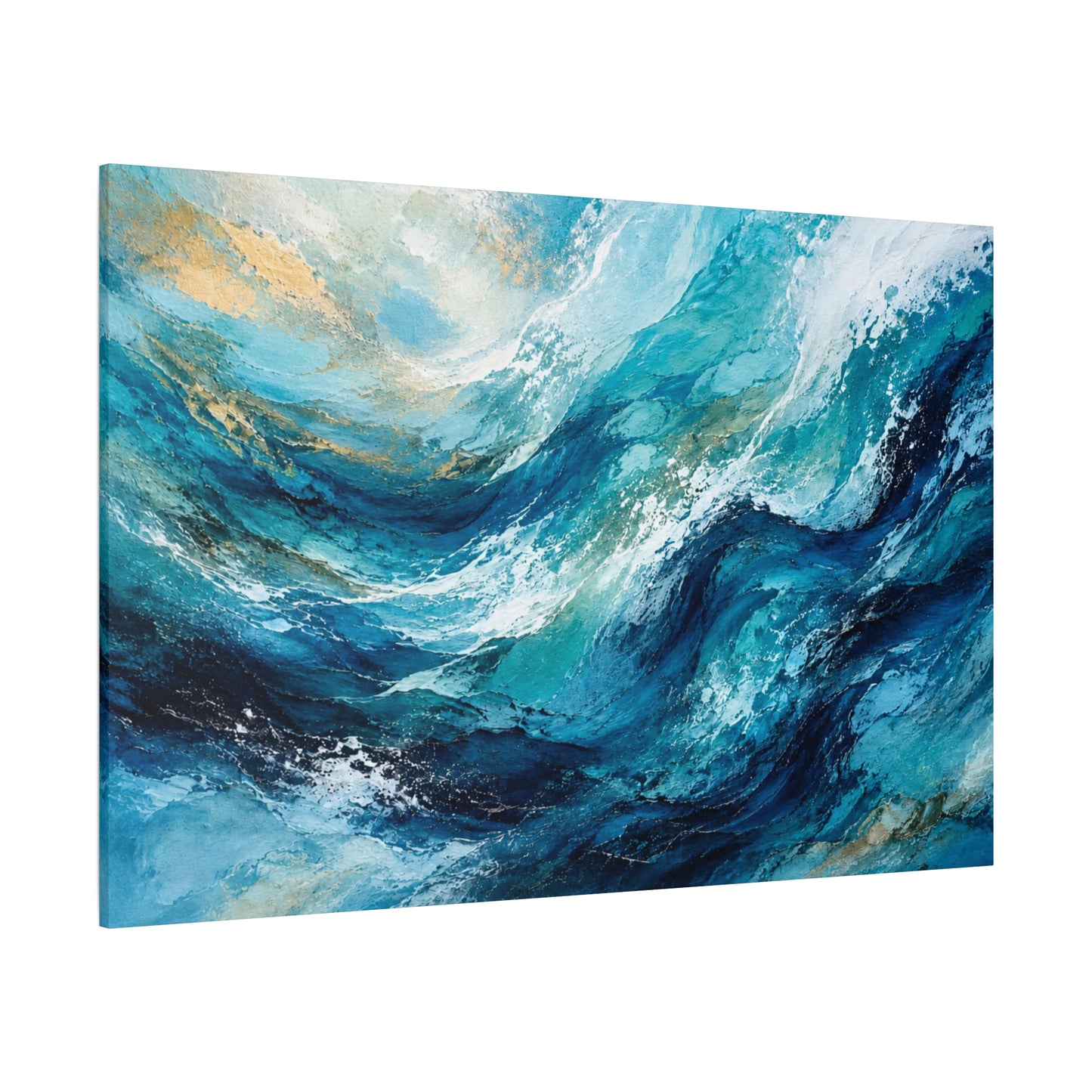 Ocean Wave Abstract Matte Canvas Print — Turquoise Coastal Wall Art, Stretched 1.25"