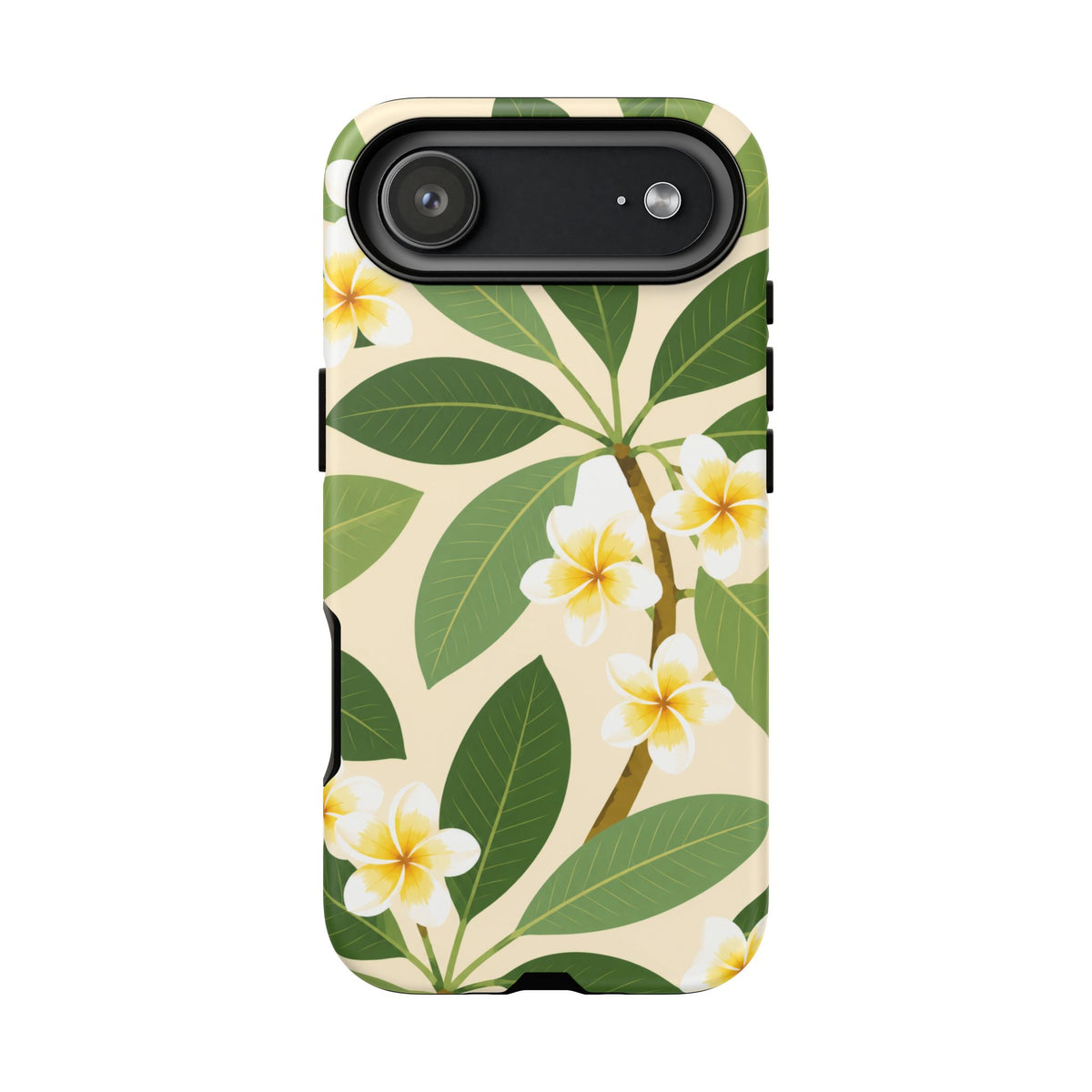 Plumeria Floral Tough Phone Case - Tropical Yellow White Flower Protective Cover