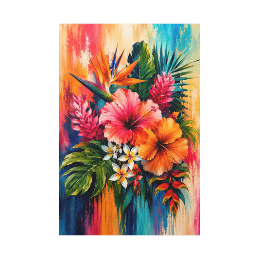 Tropical Hibiscus Canvas Wall Art – Vibrant Floral Stretched Matte Print