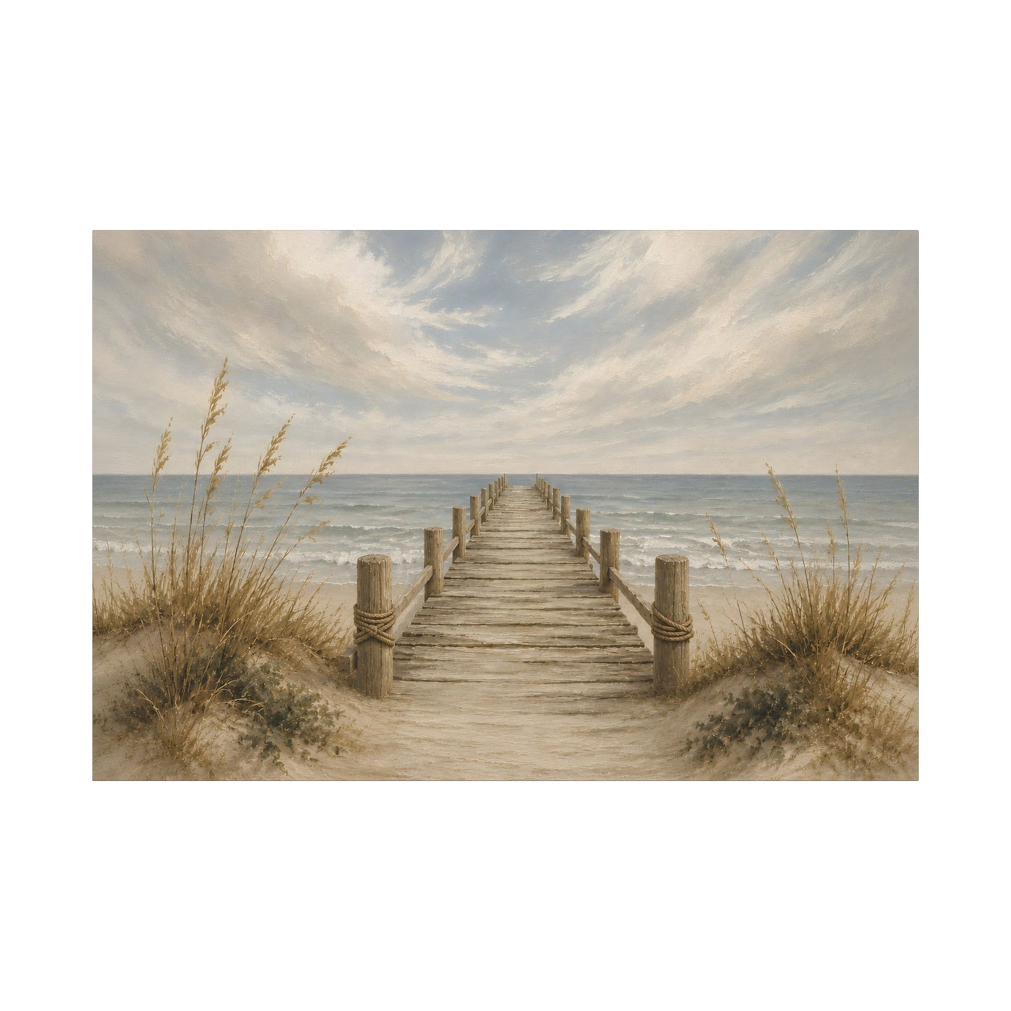 Coastal Pier Seascape - Large Matte Canvas Print