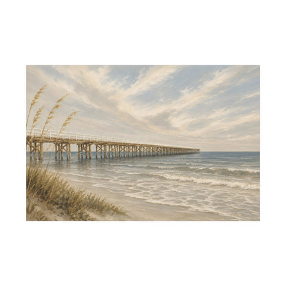 Coastal Pier Seascape Matte Canvas Print — Stretched Wall Art